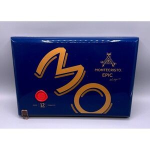 Montecristo Epic Vintage 12 Empty Cigar Box Blue Gold Lacquer Wood 10 Slot